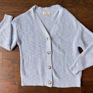 LOFT Relaxed V-Neck Cardigan Sweater Light Blue Size M